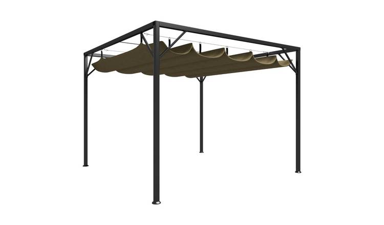 Walplus 3 x 3 m 180gsm Garden Gazebo with Retractable Roof - Taupe
