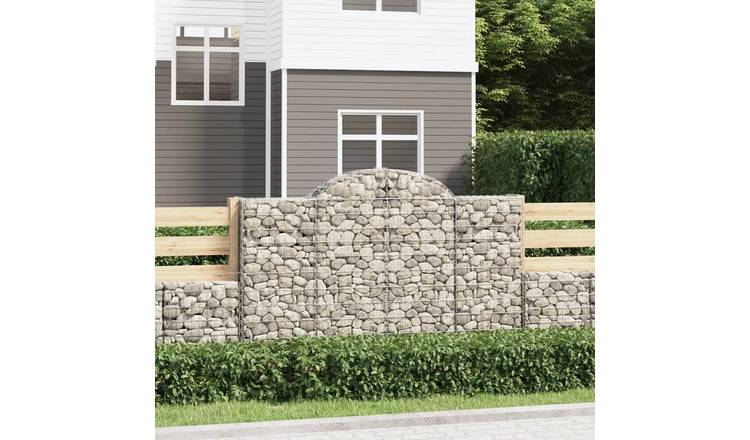 Walplus Pack of 4 Galvanised Iron Gabion Basket - Silver - 200 x 50 x 120-140 cm