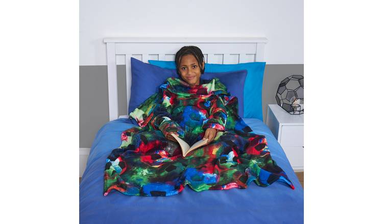OHS Kids Football Print TV Blanket 100 x 125cm - Neon