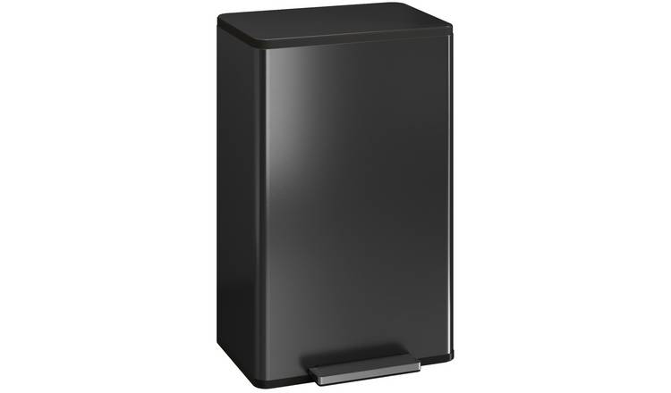 HOMCOM 45L Fingerprint-Resistant Kitchen Pedal Bin with Inner Bucket- Black