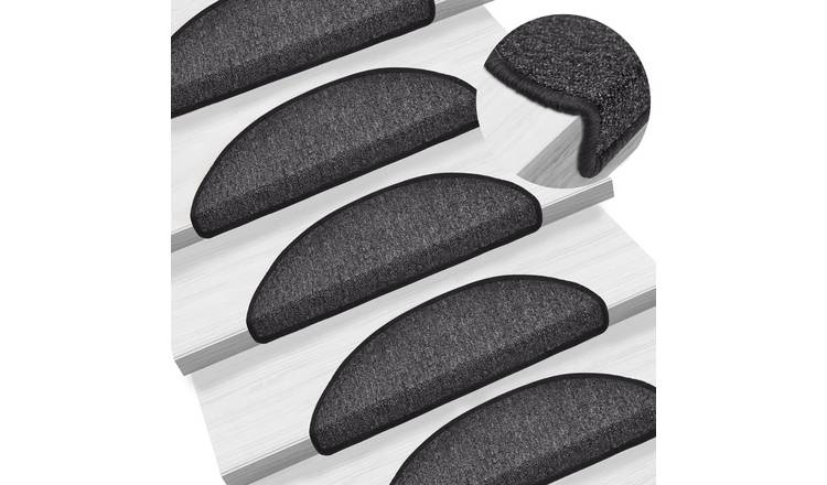 Walplus Pack of 15 Half Round Polypropylene Stair Mats - Anthracite - 56 x 17 cm