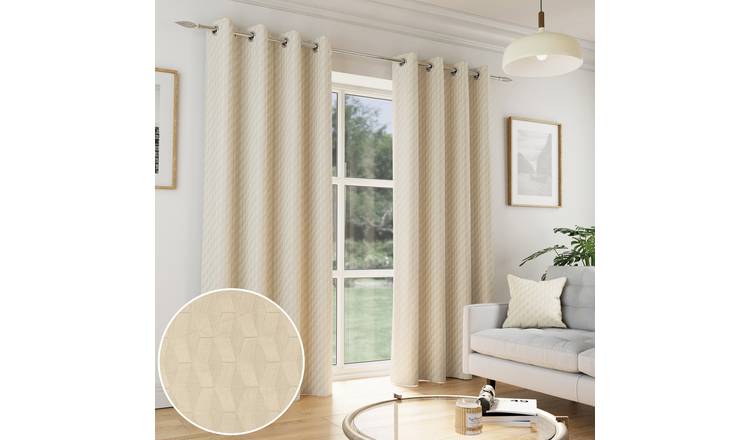Enhanced Living Verona Thermal Eyelet Curtains - 117 x 137cm - Cream