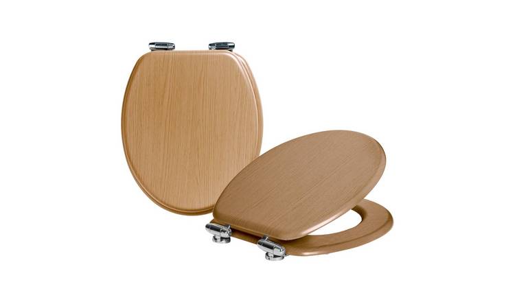 Harbour Housewares Soft Close Wooden Toilet Seats - Dark Oak - Pack of 2