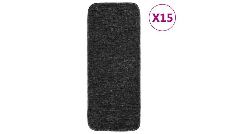 Walplus Pack of 15 Rectangular PP Stair Mats - Anthracite - 25 x 60 cm