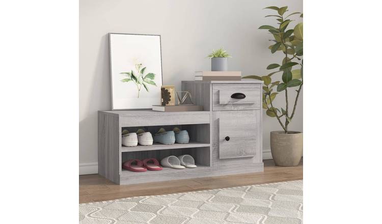 Walplus Engineered Wood Shoe Cabinet - Grey Sonoma - 100 x 42 x 60 cm