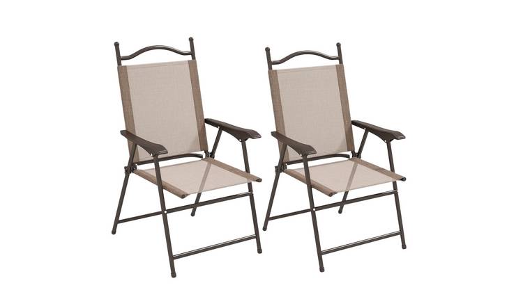 Outsunny Set of 2 Garden Folding Chairs - Mixed Brown