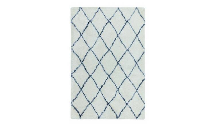Mega Flooring White Shaggy Geometric Rug - 200 x 290cm