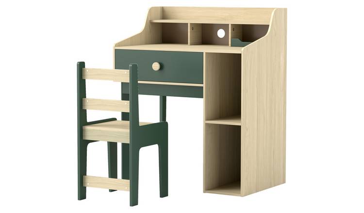 AIYAPLAY Storage Shelves Kids Study Table and Chair Set - Green
