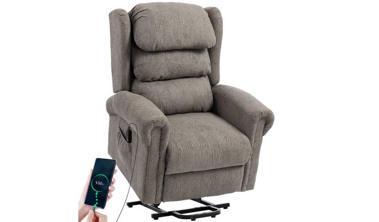 HOMCOM Velvet-Feel Electric Power Lift Chair with Padded Backrest - Dark Grey