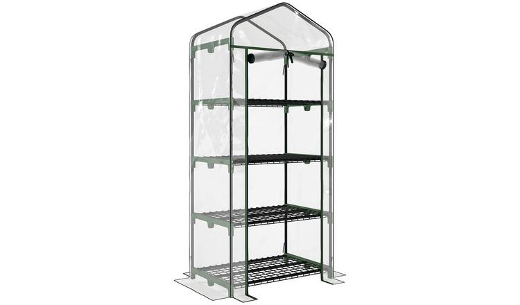 Outsunny 4 Tier Steel and PVC Mini Greenhouse – Clear