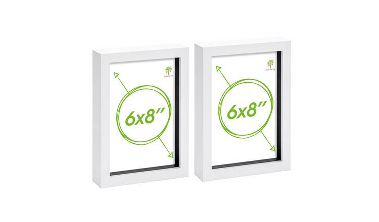 Nicola Spring 3D Box Photo Frames 6 x 8" Set of 2 - White