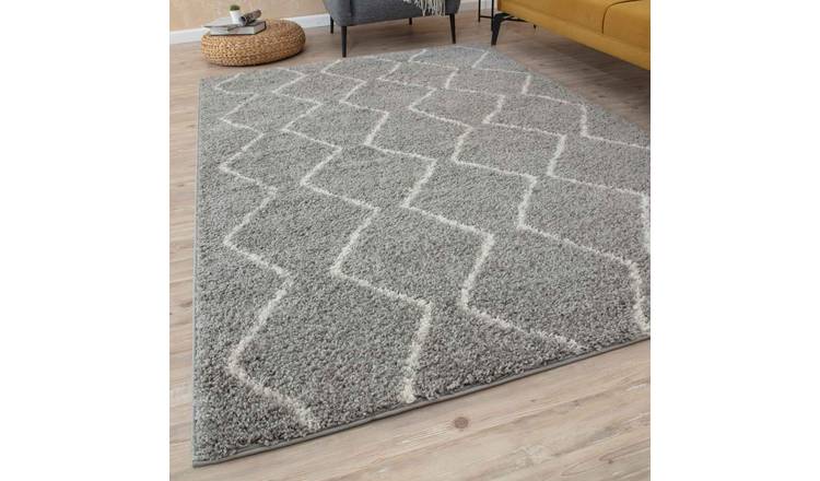 The Rugs Grey Moroccan Shaggy Zigzag Rug - 180 x 270cm