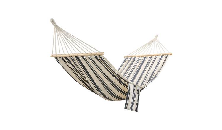 Vonhaus Ibiza Stripe 1 Person Hammock - Blue and White