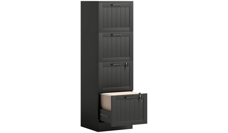 HOMCOM 4 Drawer Filing Cabinet with Adjustable Hanging Bars - Black