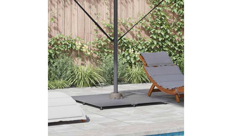 Walplus Steel Parasol Base Look - Dark Grey Wood Look - 100 x 100 x 4 cm