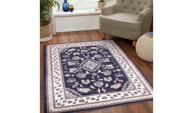 Mega Flooring Blue Traditional Bordered Rug - 66 x 230cm