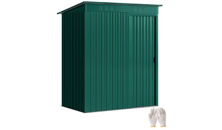 Outsunny Metal Waterproof Garden Shed with Sliding Door - Green