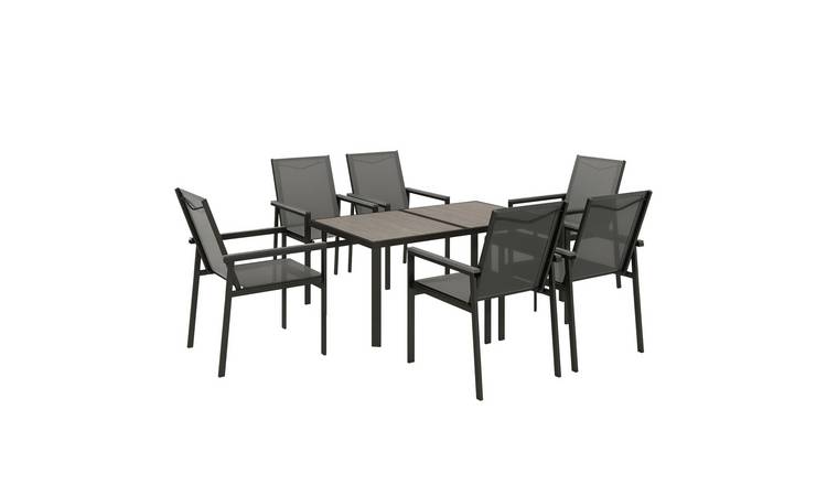 Outsunny 6 Seater Textilene Garden Dining Set - Grey