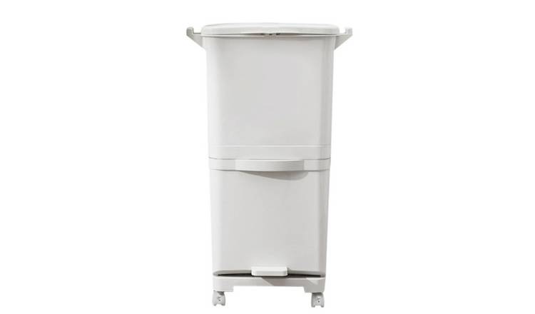 Living and Home 2 Tier Recycling Bin on Wheels - White