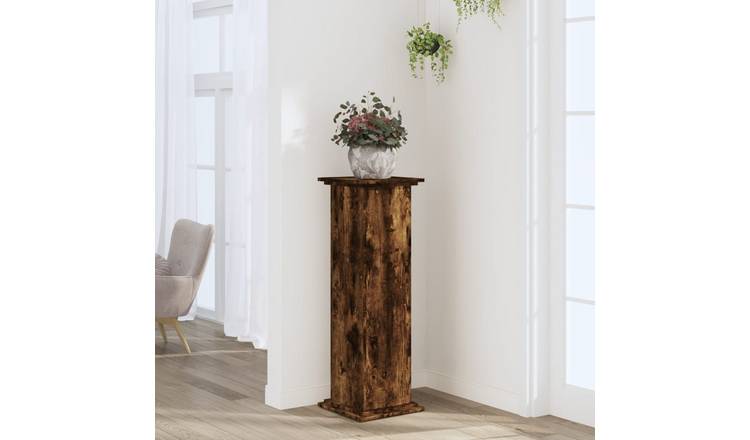 Walplus 60 kg Capacity Wood Plant Stand - Smoked Oak - 33 x 33 x 100 cm