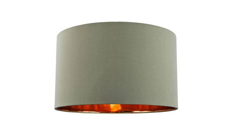 Happy Homewares Olive Green Cotton with Shiny Copper Inner Lampshade - 50cm
