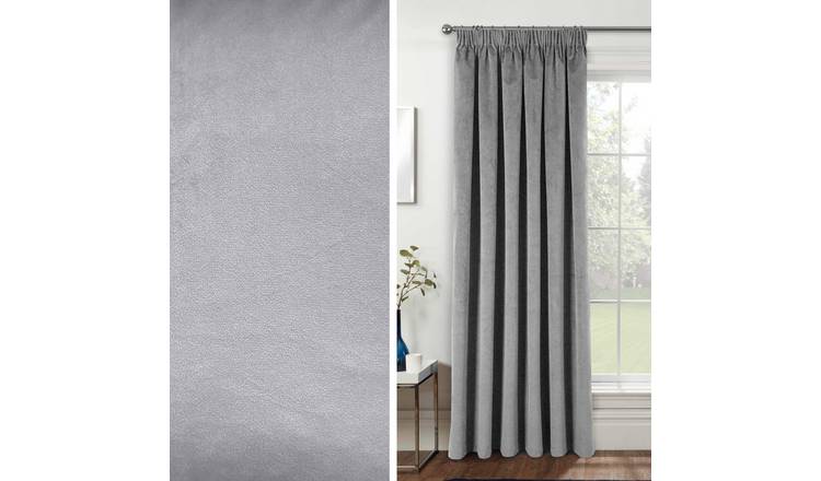 Enhanced Living Burford Velvet Single Door Curtains - 168 x 214cm - Grey