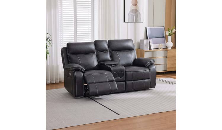 Furniture Online Vinson Electric Recliner 2 Seater Leather Sofa – Charcoal