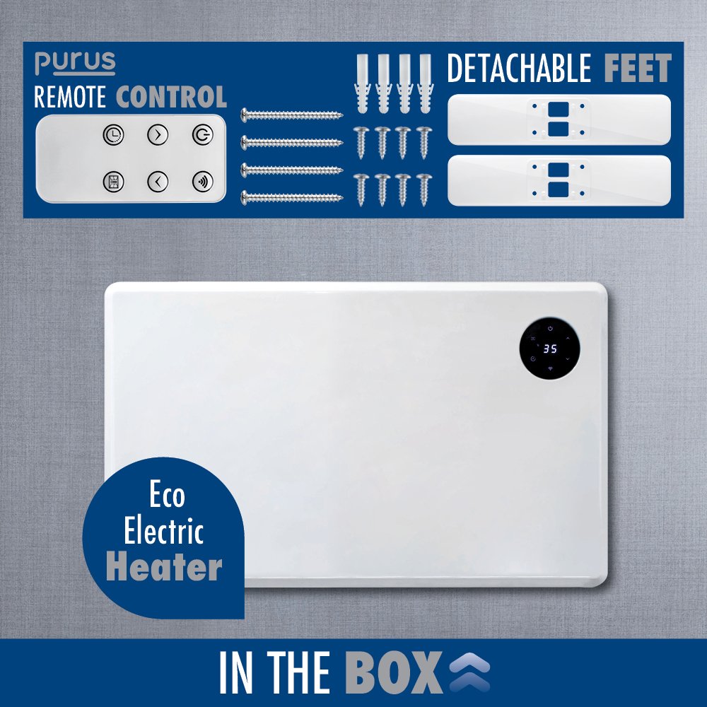 Purus 1200W Smart WiFi Electric Panel Heater - White - Image 6