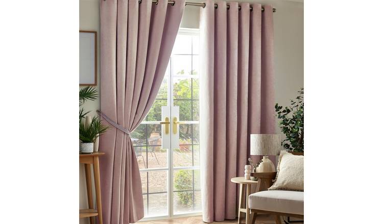 Luxury Living Chenille Blackout Eyelet Curtains 168cm x 229cm - Pink