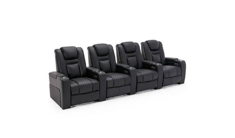 Furniture Online Broadway Electric Recliner 4 Seater Sofa – Black And White