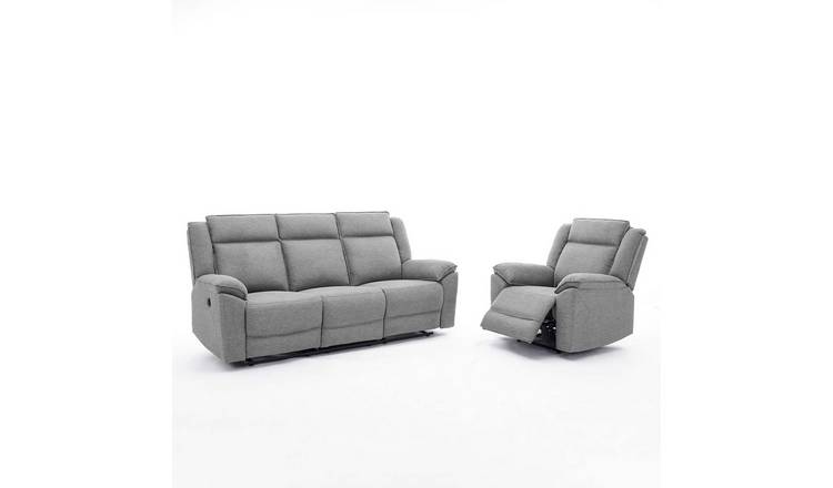 Furniture Online Skye Electric Recliner Linen 3+1 Seater Sofa Set - Grey