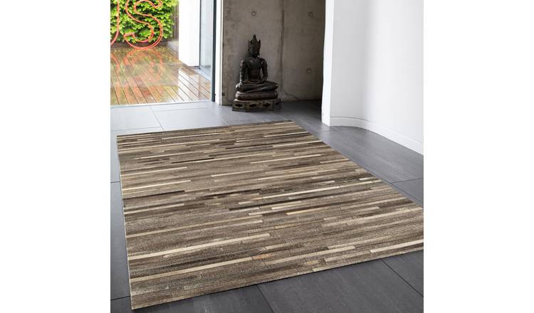 Mega Flooring Grey Handmade Striped Rug - 120 x 170cm
