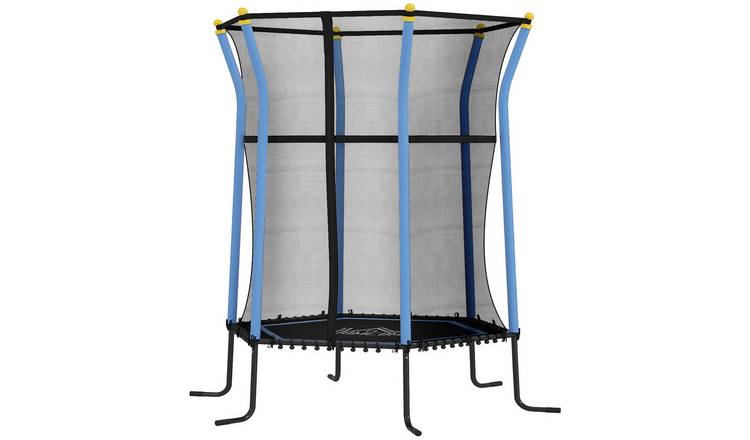 HOMCOM Indoor Outdoor Toddler Kids Trampoline with Enclosure - Blue