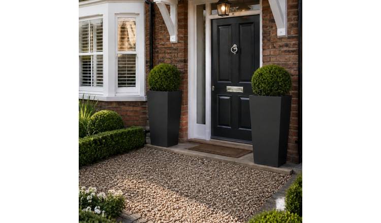 Fargro Home and Garden 80L Polystone Tall Tapered Square Pot - Charcoal Black