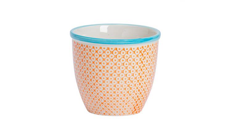 Nicola Spring Hand-Printed Plant Pot - Orange