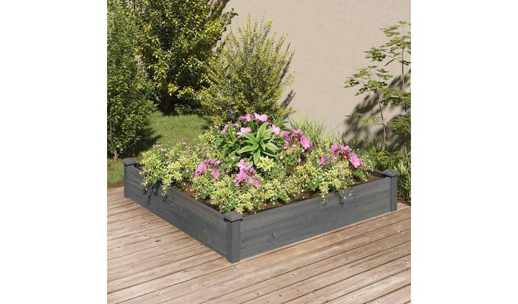 Walplus Firwood Raised Garden Bed - Grey - 120 x 120 x 25 cm