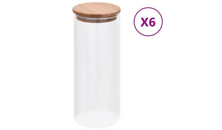 Walplus Pack of 6 Storage Jars with Lid 1000 Ml - Transparent - 8.5 x 21.5 cm