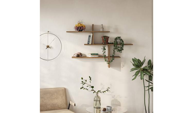 Decortie Leo Particleboard Floating Wall Shelf - Dark Oak