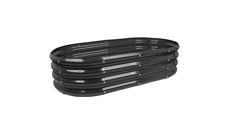 Harbour Housewares Rounded Steel Raised Garden Bed 120cm x 60cm - Anthracite