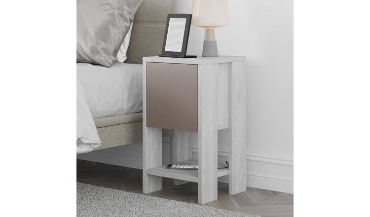 Decortie Ema Particleboard Bedside Table - Cream & Light Mocha