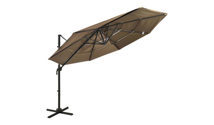 Walplus Polyester Garden Parasol - Taupe - 300 x 300 x 247 cm