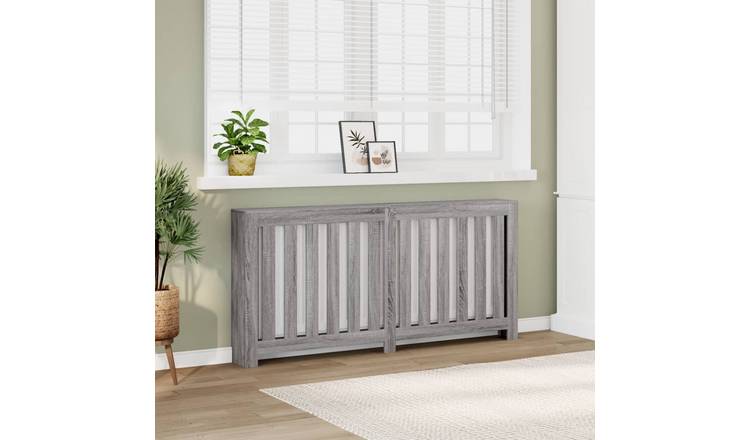 Walplus Vertical Slats Radiator Cover - Grey Sonoma - 175 x 20 x 82 cm
