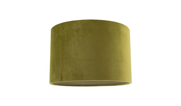 Happy Homewares Soft Velvet Olive Green Fabric Round Lampshade - 30cm