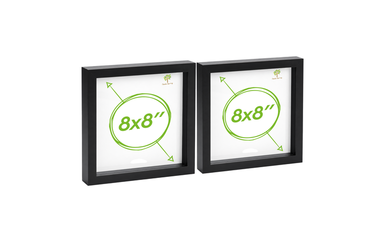 Nicola Spring 3D Box Photo Frames 8 x 8" Set of 2 - Black
