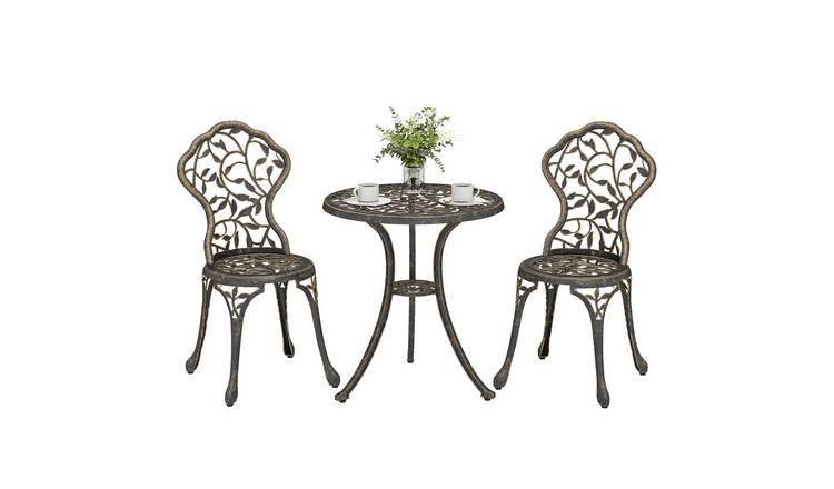 Outsunny Rattan Garden Bistro Set - Brown