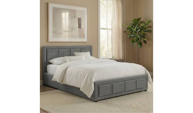 Vida Designs Vanita Single Ottoman Fabric Bed - Light Grey