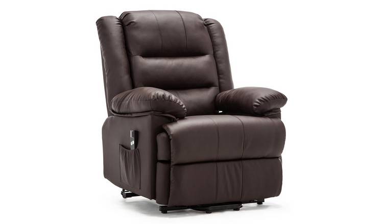 Furniture Online Loxley Single Motor Rise Recliner Bonded Leather Chair - Brown