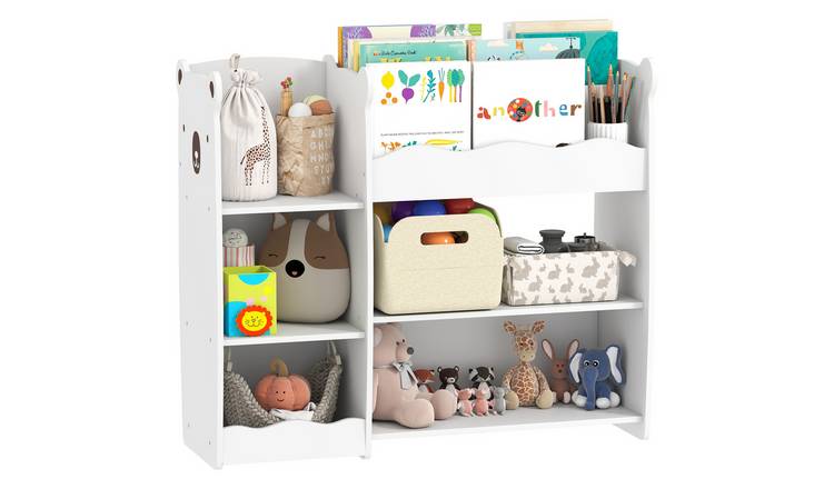 AIYAPLAY 3 Tier Wooden Toy Storage with Open Shelves Kids Storage Shelf - White