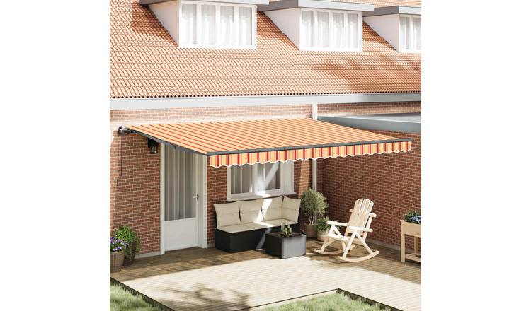 Walplus Aluminium Retractable Awning - Yellow and Orange - 450 x 300 cm