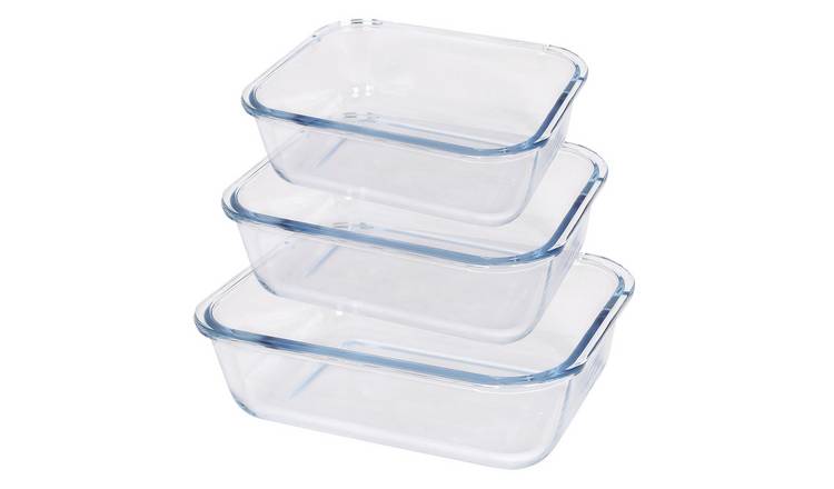 Argon Tableware 3pc Rectangular Glass Cake Dish Set - 3 Sizes
